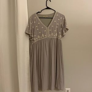 Embroidered Grey Dress